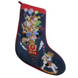 Vintage Toys Train Needlepoint Christmas Stocking 1991 Imperial Elegance EUC